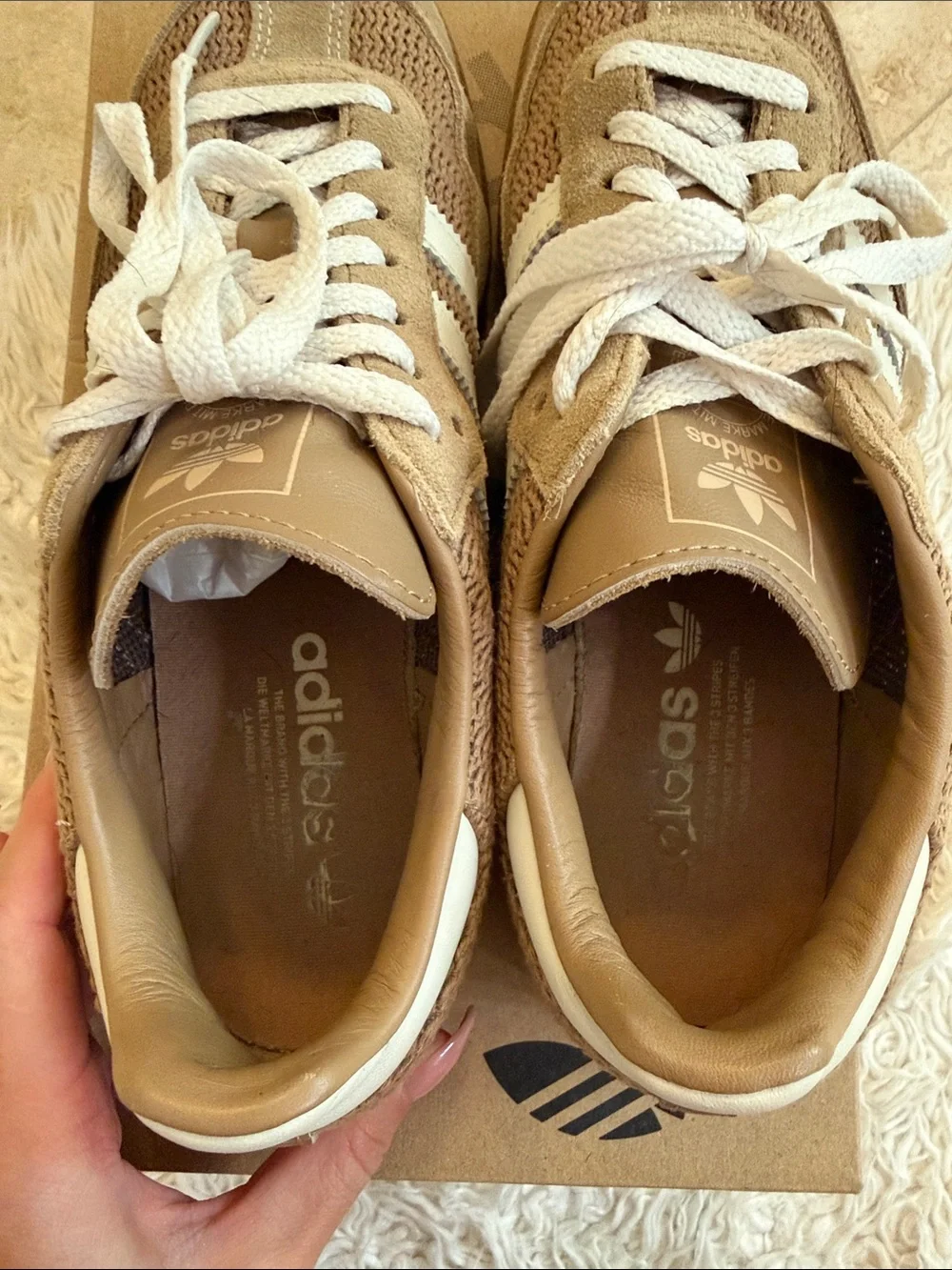 adidas samba OG ‘Cardboard’ color Mesh & Suede Sneakers with White Stripes - Picture 10 of 13